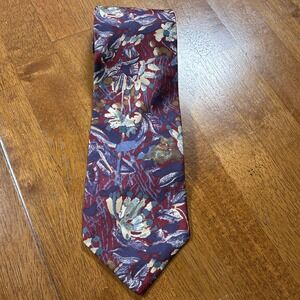 Christian Dior Monsieur Tie Red Floral Print Neck Tie